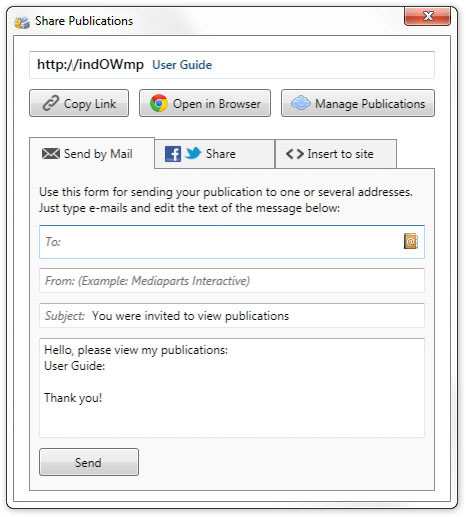 Share Publications Window – Send by Mail Tab – Global Online Publishing Share Publications Window – Send by Mail Tab – Global Online Publishing