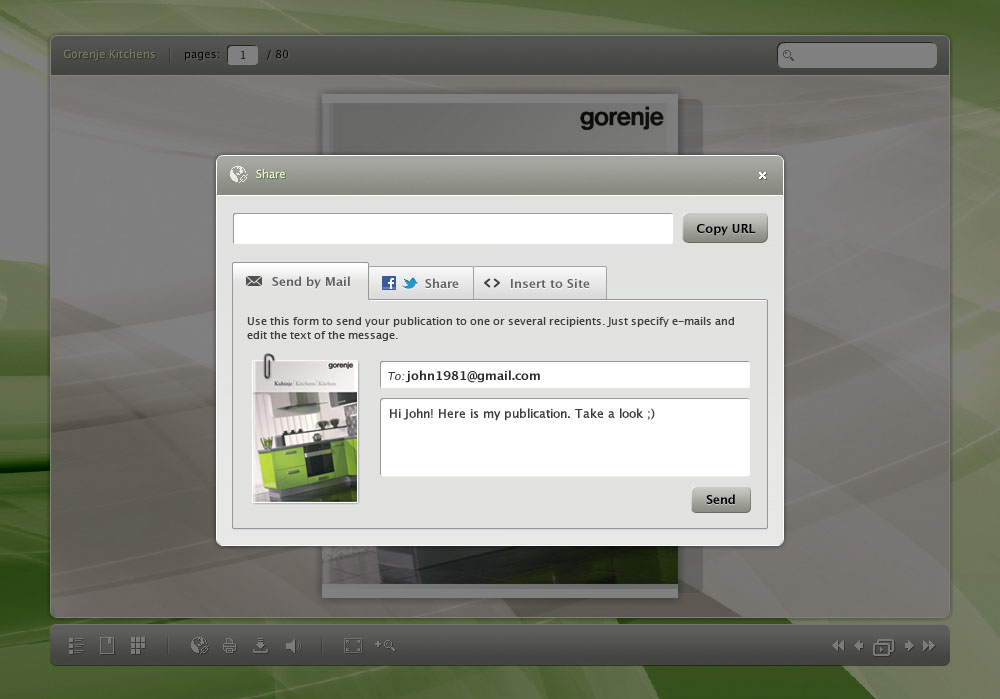 Share Window in Publications Interface – Global Online Publishing
